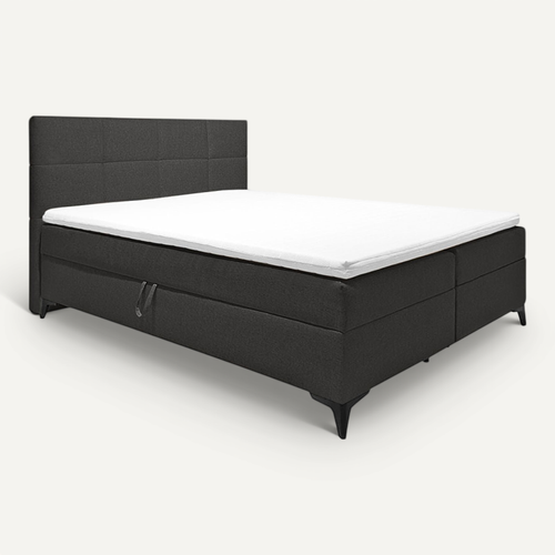 Lit Boxspring 160x200 Cm Anthracite + Matelas Et Surmatelas - Aisha