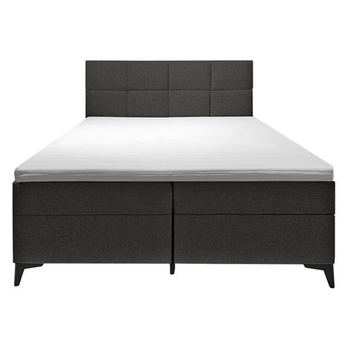 Lit Boxspring 160x200 Cm Anthracite + Matelas Et Surmatelas - Aisha
