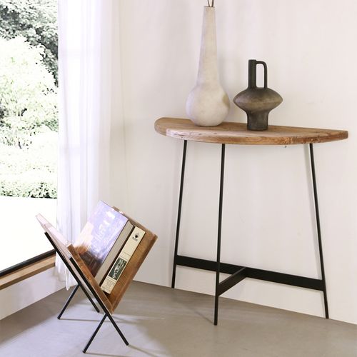 Porte-revues En Bois Recyclé Et Pieds Filaires En Métal Noir - Chalet