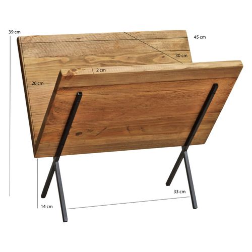 Porte-revues En Bois Recyclé Et Pieds Filaires En Métal Noir - Chalet