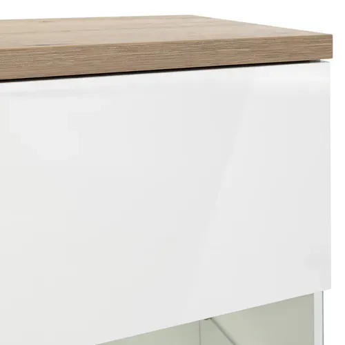 Vitrine Réversible Décor Chêne Texturé Et Blanc Laqué - Veronica