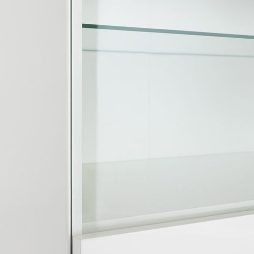 Vitrine Réversible Décor Chêne Texturé Et Blanc Laqué - Veronica