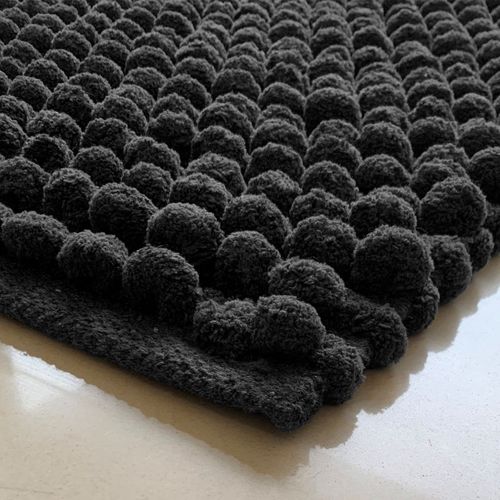 Lot 2 Tapis De Salle De Bain 40x60 Cm Pompon Gris Anthracite - Marie