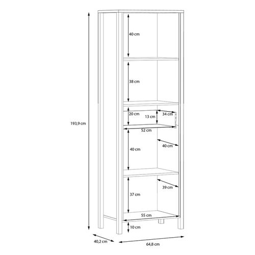 Bibliothèque 194 Cm 1 Tiroir 4 Niches Décor Bois Chêne Et Noir - Mode