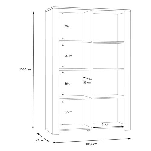 Vitrine H161 Cm Décor Chêne Et Gris Clair Avec Poignées Noir - Antibes