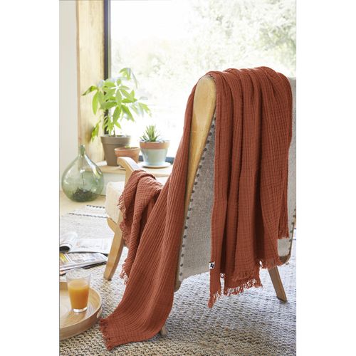 Plaid 130 X 160 Cm En Quadruple Gaze De Coton Terracotta - Pepa 1