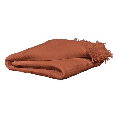 Plaid 130 X 160 Cm En Quadruple Gaze De Coton Terracotta - Pepa 1