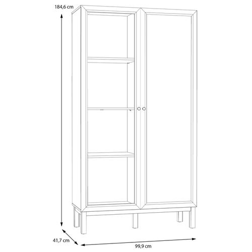 Armoirette Vitrée Décor Gris Et Chêne Avec Portes Réversibles - Udine