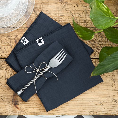 EHLDekol Lot De 6 Serviettes De Table En Gaze 100 % Coton Doux Naturel Pour Mariages, Fêtes Et Famille - Utilisation Quotidienne - 40,6 X 40,6 Cm - Bleu