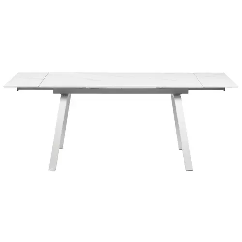 Table Extensible 140/200 Cm Céramique Blanc Marbré Et Métal - Toshiro