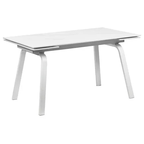 Table Extensible 140/200 Cm Céramique Blanc Marbré Et Métal - Toshiro