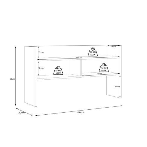 Surmeuble De Bureau 110 Cm Décor Bois De Chêne Et Gris Foncé - Odyssée