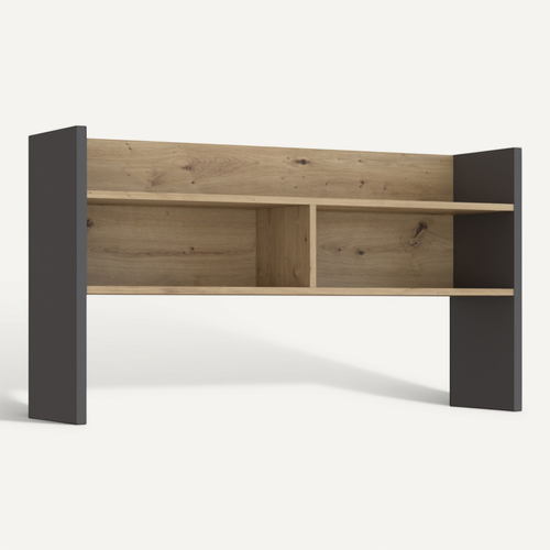 Surmeuble De Bureau 110 Cm Décor Bois De Chêne Et Gris Foncé - Odyssée
