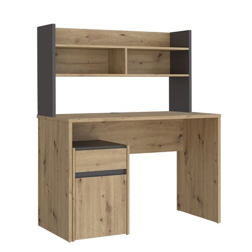 Surmeuble De Bureau 110 Cm Décor Bois De Chêne Et Gris Foncé - Odyssée