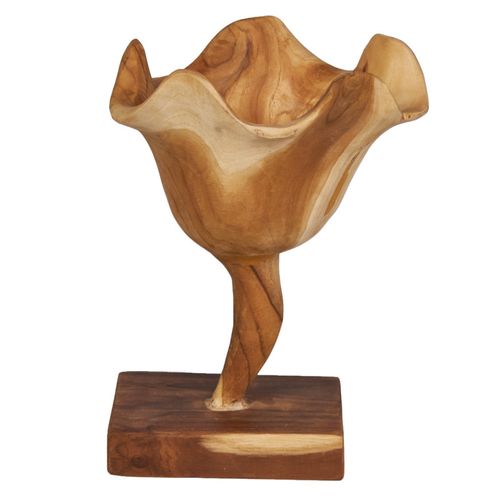 Petite Sculpture Fleur 30 Cm En Racine De Bois De Teck Bicolore – Rhea ...