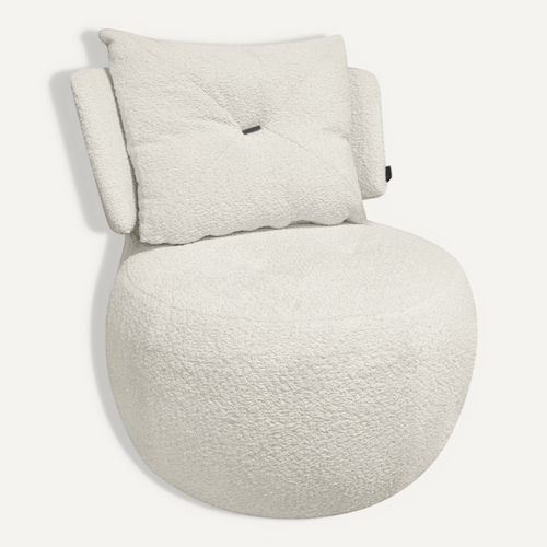 Fauteuil Pivotant 360° En Tissu Beige Avec Coussin Amovible - Ernesto