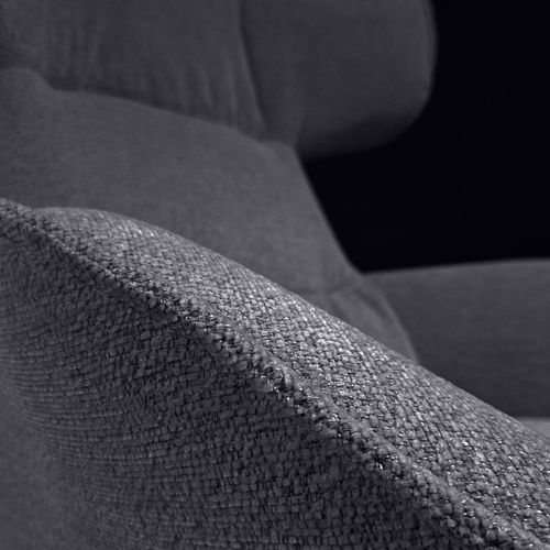 Fauteuil Pivotant 360° En Velours Chiné Gris Et Métal Noir - Antonio