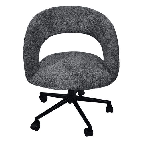 Fauteuil De Bureau En Tissu Bouclette Gris Avec Piètement Noir - Marty