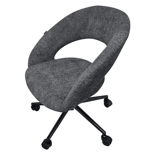 Fauteuil De Bureau En Tissu Bouclette Gris Avec Piètement Noir - Marty
