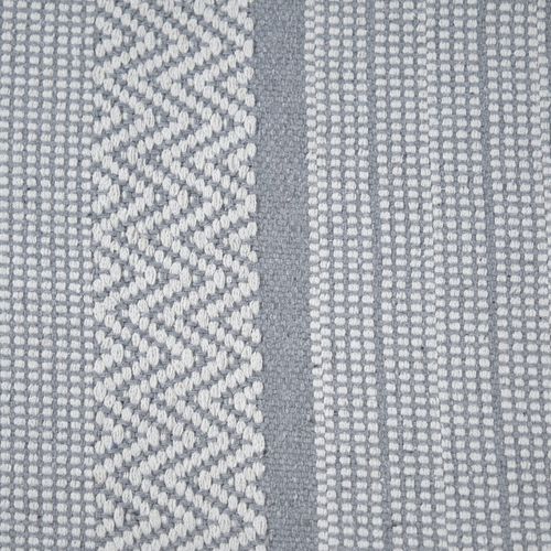 Tapis 120 X 180 Cm En Coton Brodé De Lignes Et Chevrons Gris – Flicker