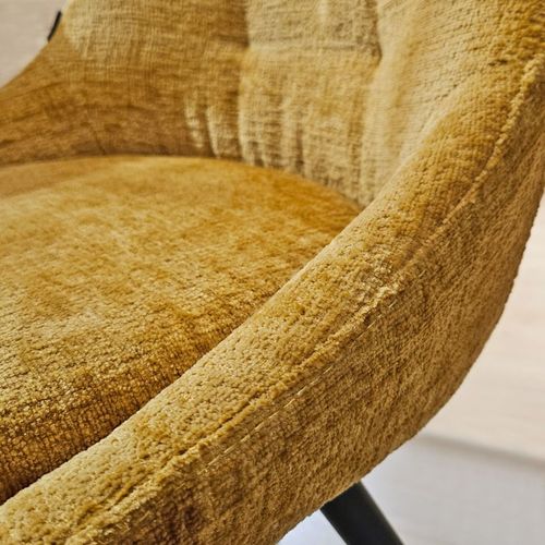 Lot 2 Chaises Rotatives 180° Tissu Doux Jaune - Atlantis - Chaise BUT