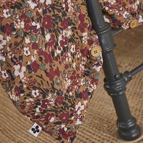 Parure De Lit 260 X 240 Cm Gaze De Coton Camel Et Fleuri - Isabela 1