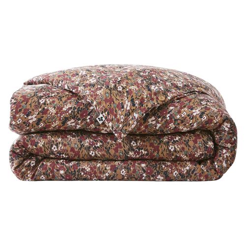 Parure De Lit 260 X 240 Cm Gaze De Coton Camel Et Fleuri - Isabela 1