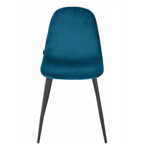 Lot De 2 Chaises En Velours Bleu Canard Avec Pieds Métal Noir – Biba 2