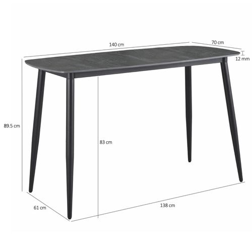 Table Haute 140 Cm Arrondie Céramique Gris Anthracite Marbré - Ryder