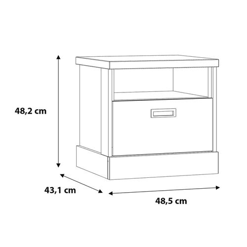 Table De Chevet 48 Cm 1 Tiroir 1 Niche Décor Chêne Et Noir – Farm
