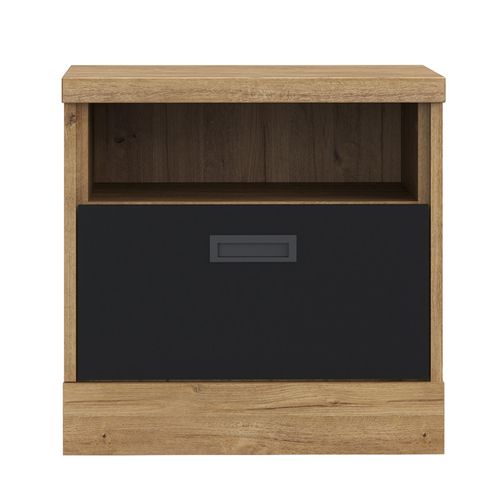 Table De Chevet 48 Cm 1 Tiroir 1 Niche Décor Chêne Et Noir – Farm