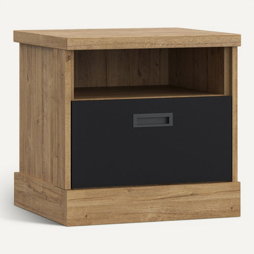 Table De Chevet 48 Cm 1 Tiroir 1 Niche Décor Chêne Et Noir – Farm