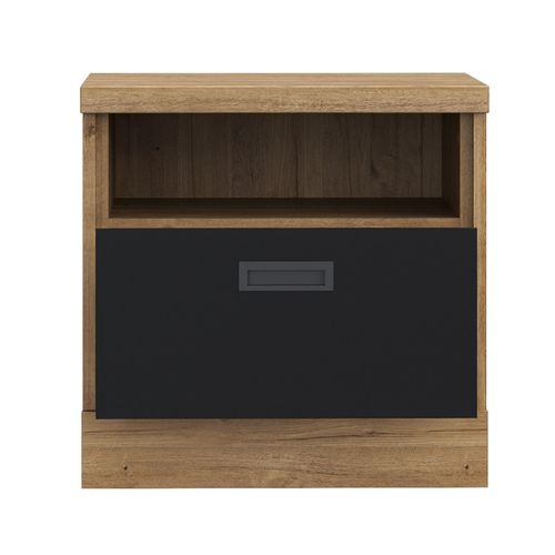 Table De Chevet 48 Cm 1 Tiroir 1 Niche Décor Chêne Et Noir – Farm