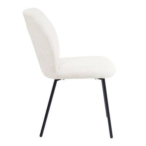 Lot 2 Chaises Rembourré Tissu écru Doux Pieds Métal Noir - Leona