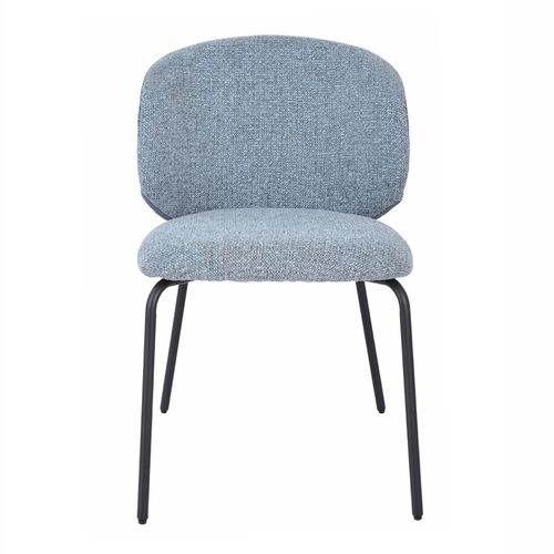 Lot 2 Chaises En Tissu Chenille Bleu Clair Et Pieds Métal – Lisette