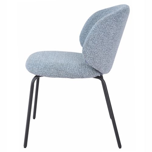 Lot 2 Chaises En Tissu Chenille Bleu Clair Et Pieds Métal – Lisette