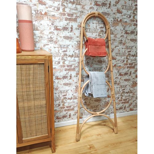 Portant échelle Serviettes Et Plaids En Rotin Naturel 170 Cm - Hazel