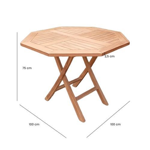 Table De Jardin Octogonale 100 X 100 Cm En Teck Massif - Ancolie