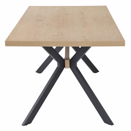 Table De Repas L. 180 Cm Décor Chêne Et Pieds En Métal Noir - Ligna