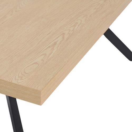 Table De Repas L. 180 Cm Décor Chêne Et Pieds En Métal Noir - Ligna