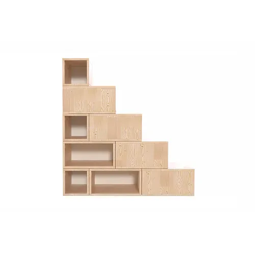 Escalier Cube De Rangement Hauteur 125 Cm, Vernis Naturel