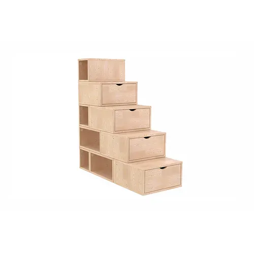 Escalier Cube De Rangement Hauteur 125 Cm, Vernis Naturel