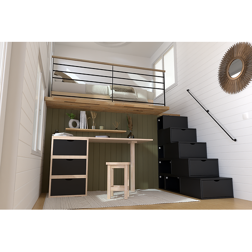 Escalier Cube De Rangement Hauteur 125 Cm, Noir
