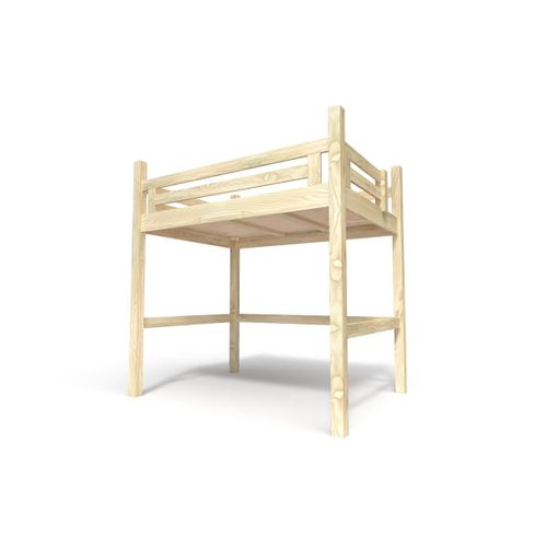 Lit Mezzanine Adulte Bois 120x200 Alpage Hauteur Réglable + Escalier Cube