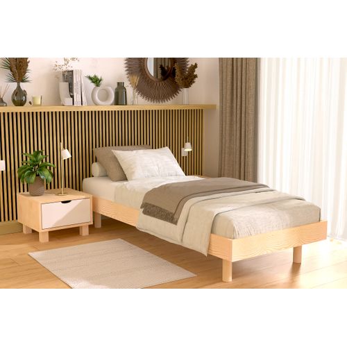 Sommier à Lattes 80x190 Bois Kit Noé, Brut (sans Vernis)