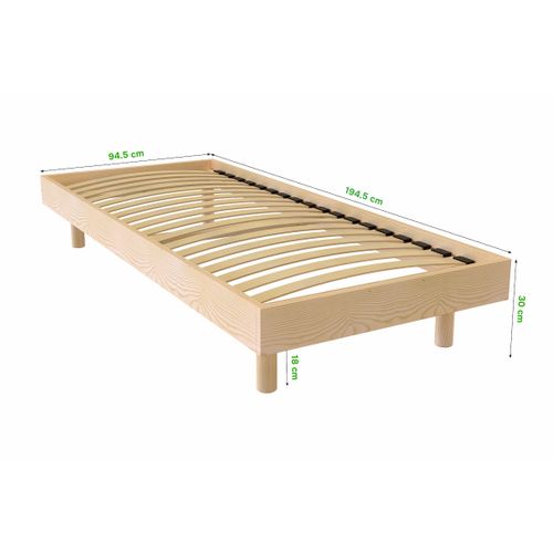 Sommier à Lattes 90x190 Bois Kit Noé, Gris