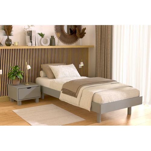 Sommier à Lattes 90x190 Bois Kit Noé, Gris