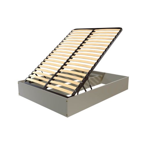 Lit Coffre 2 Places Bois Massif Robuste - 140x200, Gris