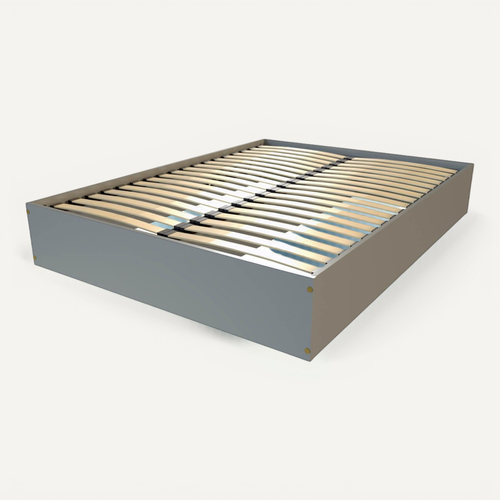 Lit Coffre 2 Places Bois Massif Robuste - 140x200, Gris