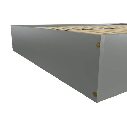Lit Coffre 2 Places Bois Massif Robuste - 140x200, Gris
